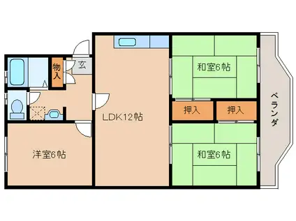 坂田マンション(3LDK/3階)の間取り写真