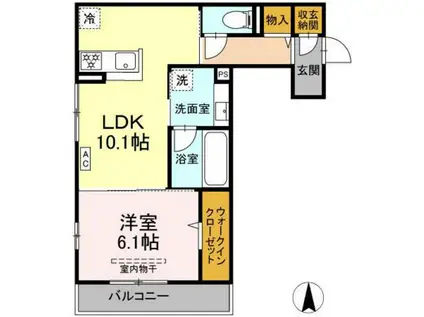 D-ROOMコサコ(1LDK/2階)の間取り写真