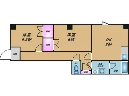 リヴィエール姫島(2LDK/1階)の間取り写真