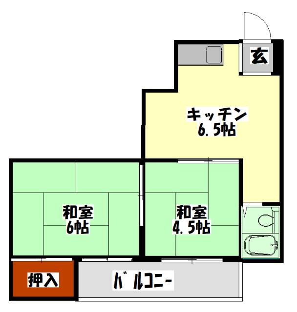 秀和第2ハイツ(2DK/2階)の間取り写真
