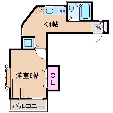 シャトー妙蓮寺(1K/1階)の間取り写真