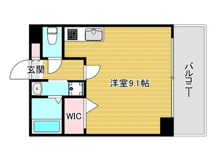エグゼ難波南II(ワンルーム/9階)の間取り写真