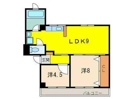 北野ハイツ(2LDK/3階)の間取り写真