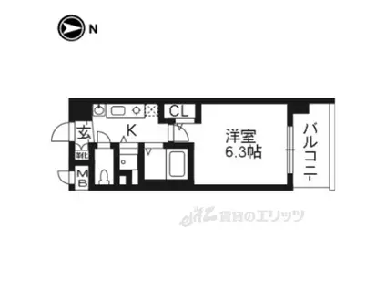 プレサンス京都修学院(1K/2階)の間取り写真