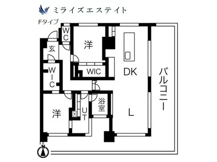 アーレックス丸の内II(2LDK/14階)の間取り写真