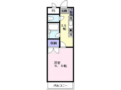 山福第二ビル(1K/3階)の間取り写真