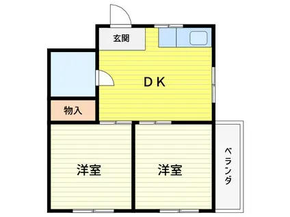 メゾンブランシュ武蔵浦和(2DK/4階)の間取り写真