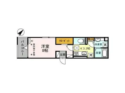 オペラハウス和田町(1K/3階)の間取り写真
