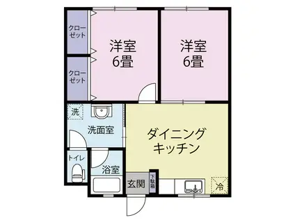 メゾン立木(2DK/2階)の間取り写真