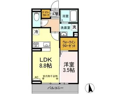 D-ROOM南栄町(1LDK/1階)の間取り写真