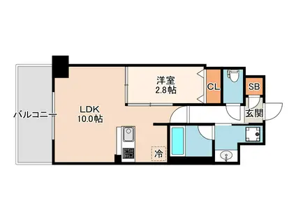 アヴェニール中崎(1LDK/10階)の間取り写真