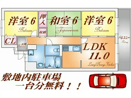 桃山台コート(3LDK/1階)の間取り写真