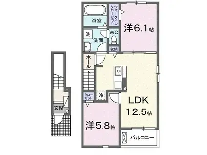 ＪＲ八高線 小川町駅(埼玉) 徒歩19分 2階建 新築(2LDK/2階)の間取り写真