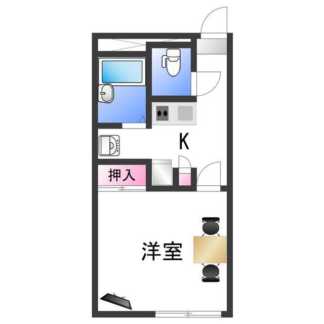 レオパレスFIFTYTHREE(1K/1階)の間取り写真