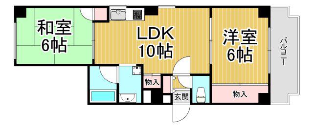 アダチイエムビル(2LDK/4階)の間取り写真