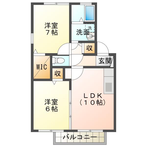 グランモア外城(2LDK/2階)の間取り写真