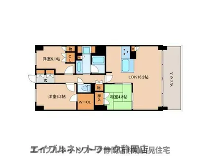 ザ・呉服町タワー 2707(3LDK/27階)の間取り写真