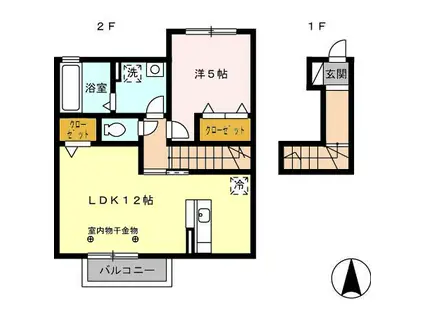シャトレ(1LDK/2階)の間取り写真