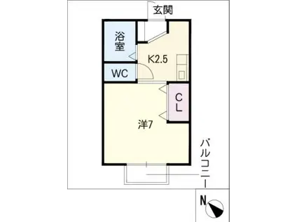 セジュール康霜(1K/1階)の間取り写真