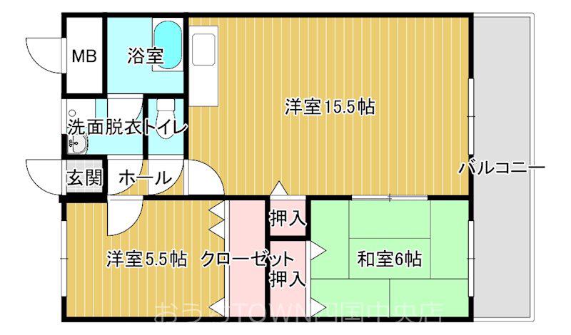 メゾン・ヴィサージュ1(2LDK/2階)の間取り写真