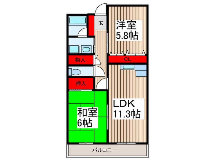ラ・メールパレ蕨 (2LDK/4階)の間取り写真