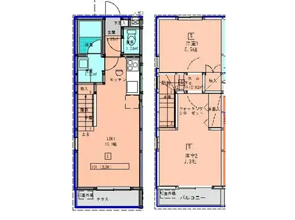 アスール中山(2LDK/1階)の間取り写真