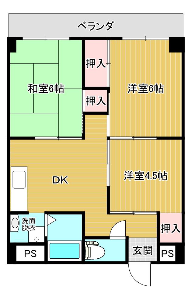 レジデンスレイクサイド(3DK/2階)の間取り写真