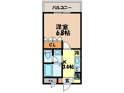 ビューパレスMOMO(1K/1階)の間取り写真
