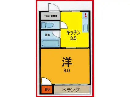 日の出コーポ(1K/1階)の間取り写真