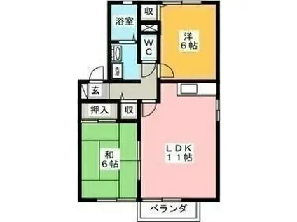 クレールU(2LDK/1階)の間取り写真