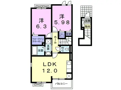 ライグッドIV(2LDK/2階)の間取り写真