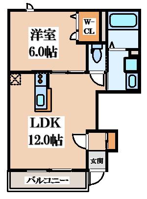ルミエール・ソレール(1LDK/1階)の間取り写真