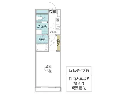 リリックコート(1K/2階)の間取り写真