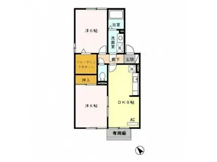 アーバンステージ(2DK/1階)の間取り写真