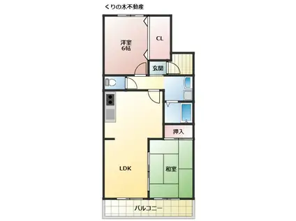 LUMIUS HIGASHIMURA B棟(2LDK/2階)の間取り写真