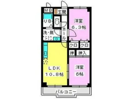 メゾンドソレイユ(2LDK/3階)の間取り写真