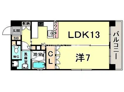 リーガル神戸三宮(1LDK/12階)の間取り写真