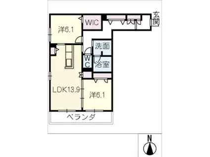 セリシール ビジュ(2LDK/1階)の間取り写真
