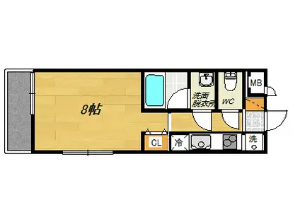 SANTA CRUZ東谷山(1K/1階)の間取り写真