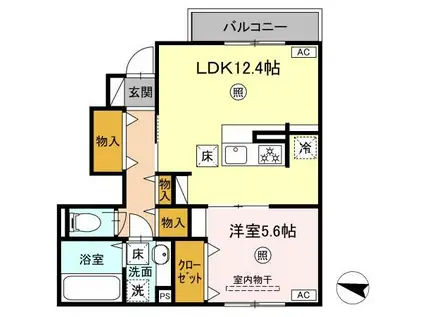 ソラーナII(1LDK/1階)の間取り写真