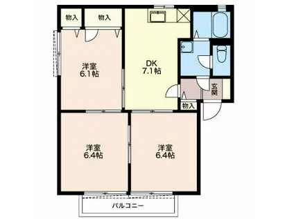 レーヴェンB(3DK/1階)の間取り写真