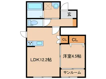 フィオーレ富久(1LDK/1階)の間取り写真