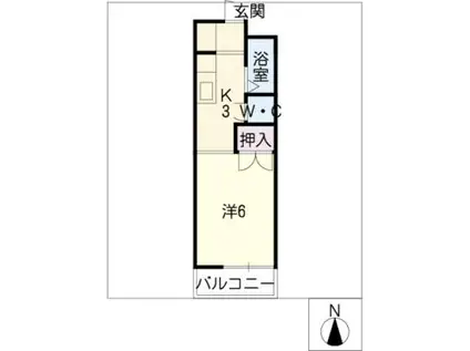 ハイネス鹿島(1K/1階)の間取り写真