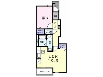 プラシード(1LDK/1階)の間取り写真