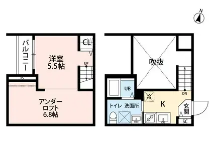 イーナ琴平(ワンルーム/2階)の間取り写真