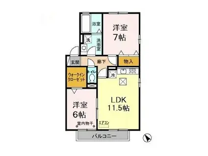 ロイヤルガーデン高萩 A・B(2LDK/1階)の間取り写真