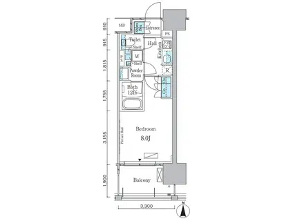アーバンドルフ天満(1K/7階)の間取り写真