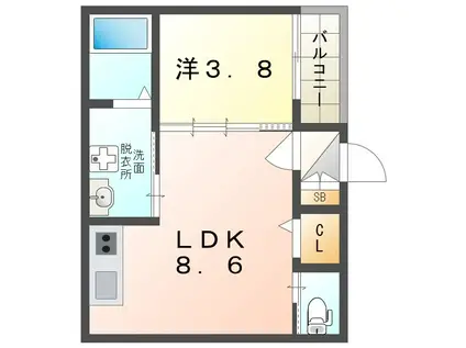 F ASECHIA MIZAR(1LDK/1階)の間取り写真