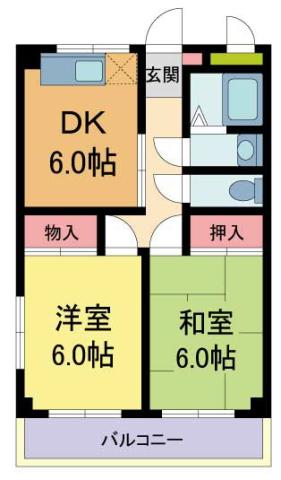 サンモール(2DK/2階)の間取り写真