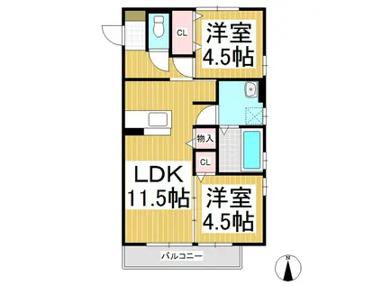 ラ・シャストIII(2LDK/3階)の間取り写真